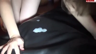 Licks cum off the bed after a fuck