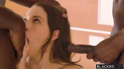 Two black guys fuck the beautiful Lily