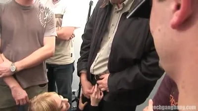 Horny males stage a wild orgy where they finish off Nava's girl with a handjob — screenshot 