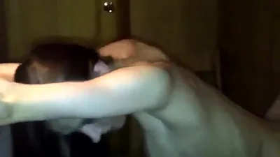 Skinny chick gets fucked by two men at home — screenshot 