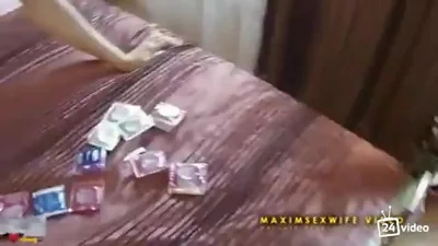 Skinny wife is married to two lovers while a cuckold films — screenshot 